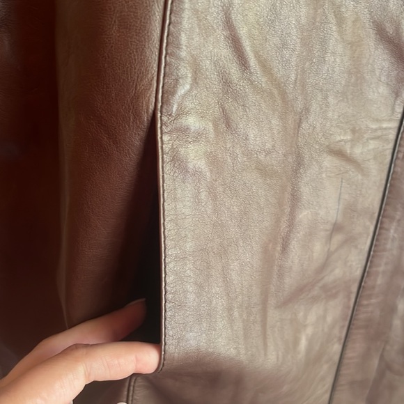 Designer Lafayette 148 New York Brown High Quality Leather Mini Dress - Picture 6 of 10